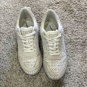 Chunky White Woven Sneakers
